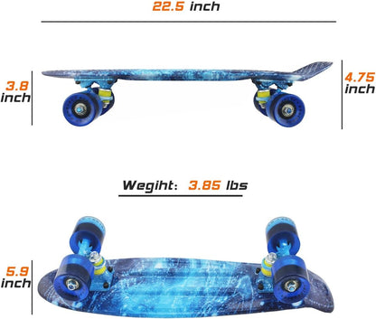 Skateboards Complete 22 Inch Mini Cruiser Retro | Kids, Boys, Youths, Beginners