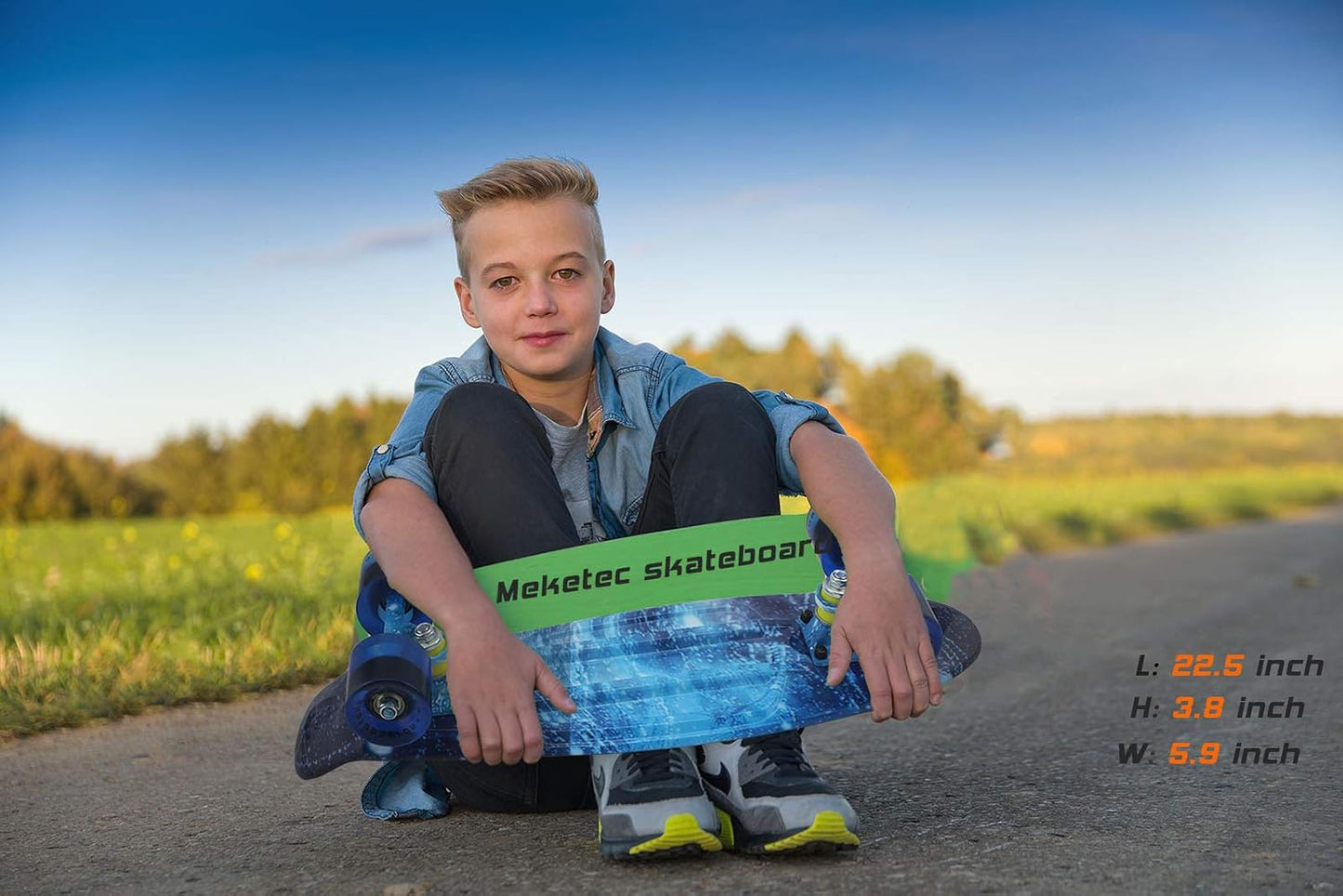 Skateboards Complete 22 Inch Mini Cruiser Retro | Kids, Boys, Youths, Beginners