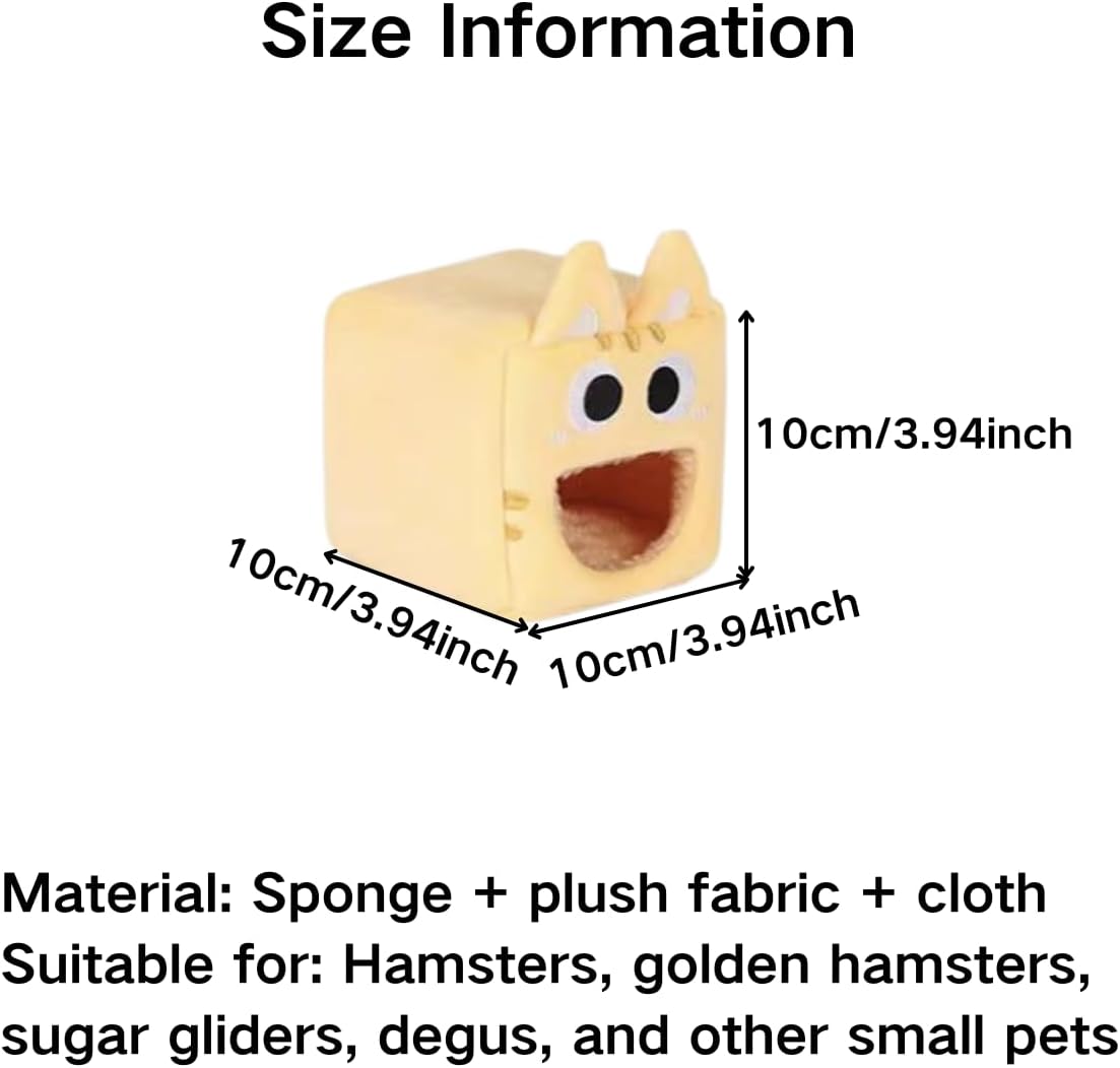 Hamster Warm Bed House Fleece Hut Cute Toy Nest Hideout for Mini Small Animal Mice, Sugar Glider, Dwarf Hamster, Fancy Rat (Yellow,Small)