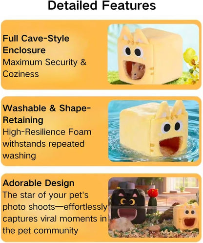 Hamster Warm Bed House Fleece Hut Cute Toy Nest Hideout for Mini Small Animal Mice, Sugar Glider, Dwarf Hamster, Fancy Rat (Yellow,Small)