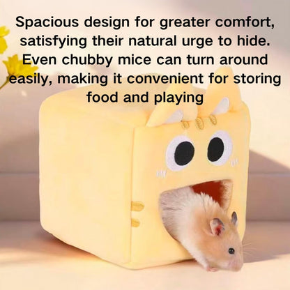Hamster Warm Bed House Fleece Hut Cute Toy Nest Hideout for Mini Small Animal Mice, Sugar Glider, Dwarf Hamster, Fancy Rat (Yellow,Small)