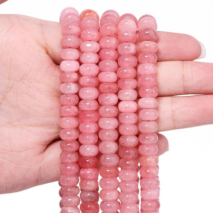 5x8mm Natural Green Lemon Jade Stone Rondelle Beads, 75PCS Spacer Round Loose Abacus Beads for Jewelry Making, Gemstone for Bracelet Necklace Earrings, Arts and Crafts - Colors A