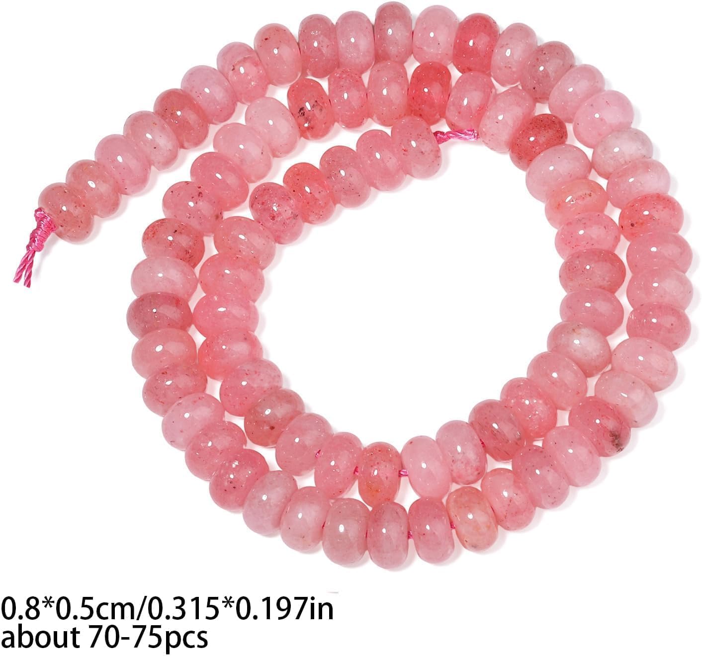 5x8mm Natural Green Lemon Jade Stone Rondelle Beads, 75PCS Spacer Round Loose Abacus Beads for Jewelry Making, Gemstone for Bracelet Necklace Earrings, Arts and Crafts - Colors A