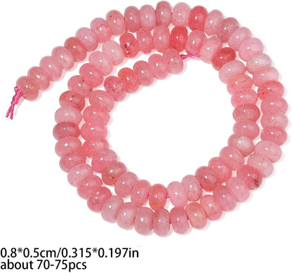 5x8mm Natural Green Lemon Jade Stone Rondelle Beads, 75PCS Spacer Round Loose Abacus Beads for Jewelry Making, Gemstone for Bracelet Necklace Earrings, Arts and Crafts - Colors A