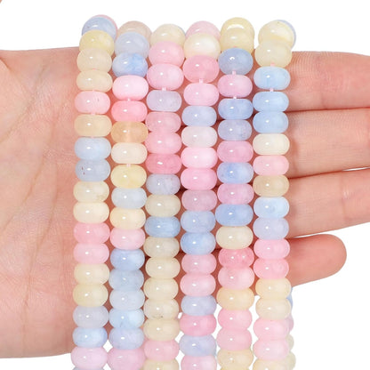 5x8mm Natural Green Lemon Jade Stone Rondelle Beads, 75PCS Spacer Round Loose Abacus Beads for Jewelry Making, Gemstone for Bracelet Necklace Earrings, Arts and Crafts - Colors A