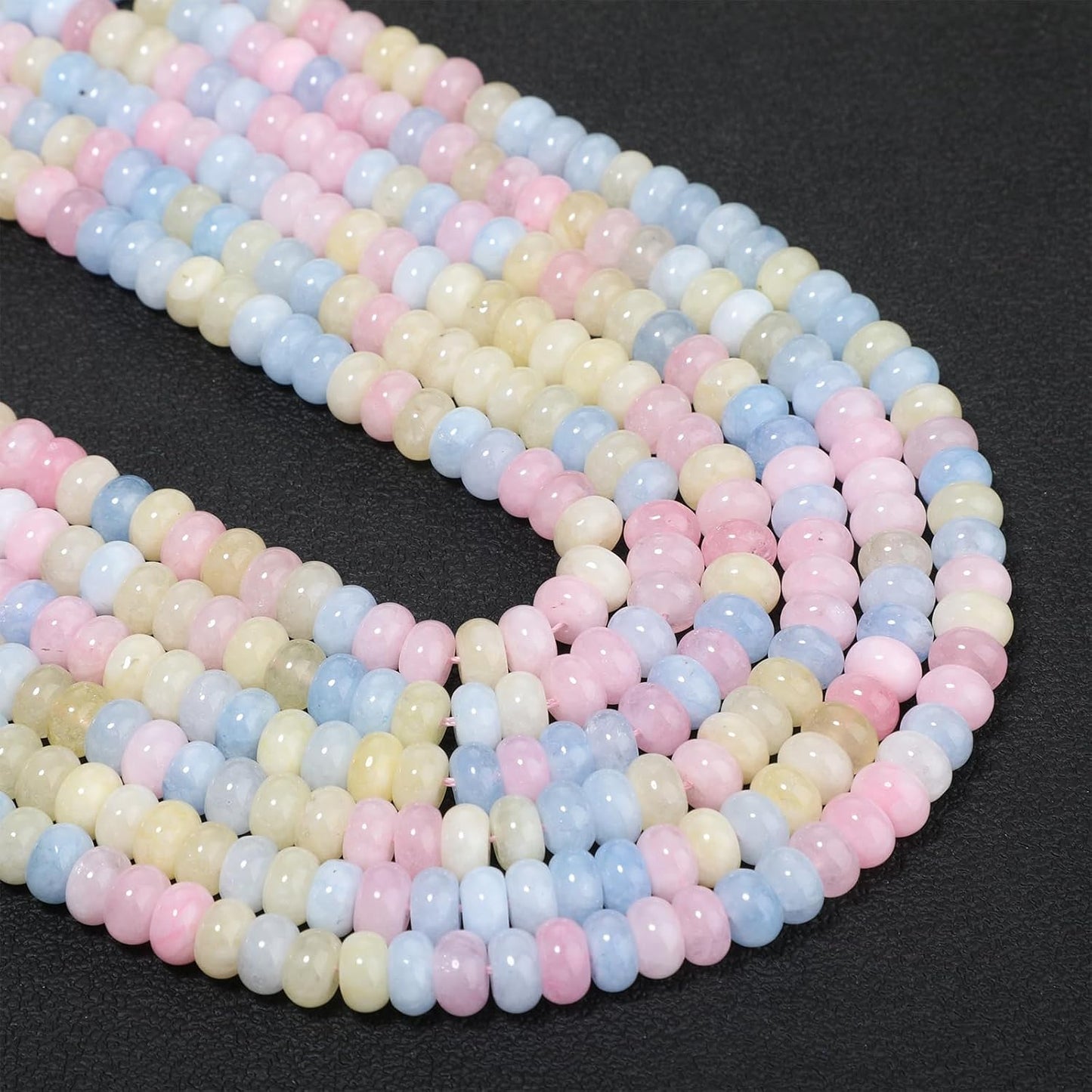 5x8mm Natural Green Lemon Jade Stone Rondelle Beads, 75PCS Spacer Round Loose Abacus Beads for Jewelry Making, Gemstone for Bracelet Necklace Earrings, Arts and Crafts - Colors A