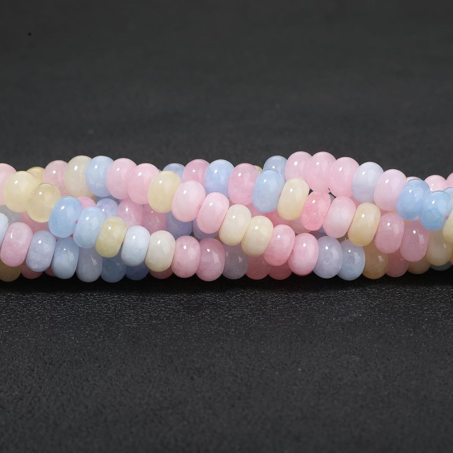 5x8mm Natural Green Lemon Jade Stone Rondelle Beads, 75PCS Spacer Round Loose Abacus Beads for Jewelry Making, Gemstone for Bracelet Necklace Earrings, Arts and Crafts - Colors A