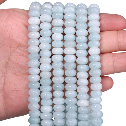 5x8mm Natural Green Lemon Jade Stone Rondelle Beads, 75PCS Spacer Round Loose Abacus Beads for Jewelry Making, Gemstone for Bracelet Necklace Earrings, Arts and Crafts - Colors A