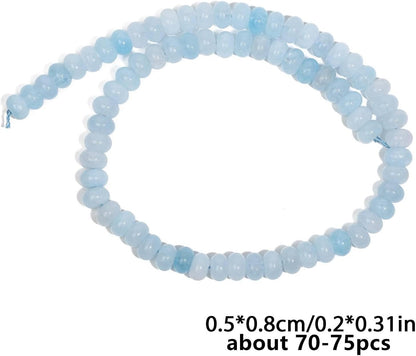 5x8mm Natural Green Lemon Jade Stone Rondelle Beads, 75PCS Spacer Round Loose Abacus Beads for Jewelry Making, Gemstone for Bracelet Necklace Earrings, Arts and Crafts - Colors A
