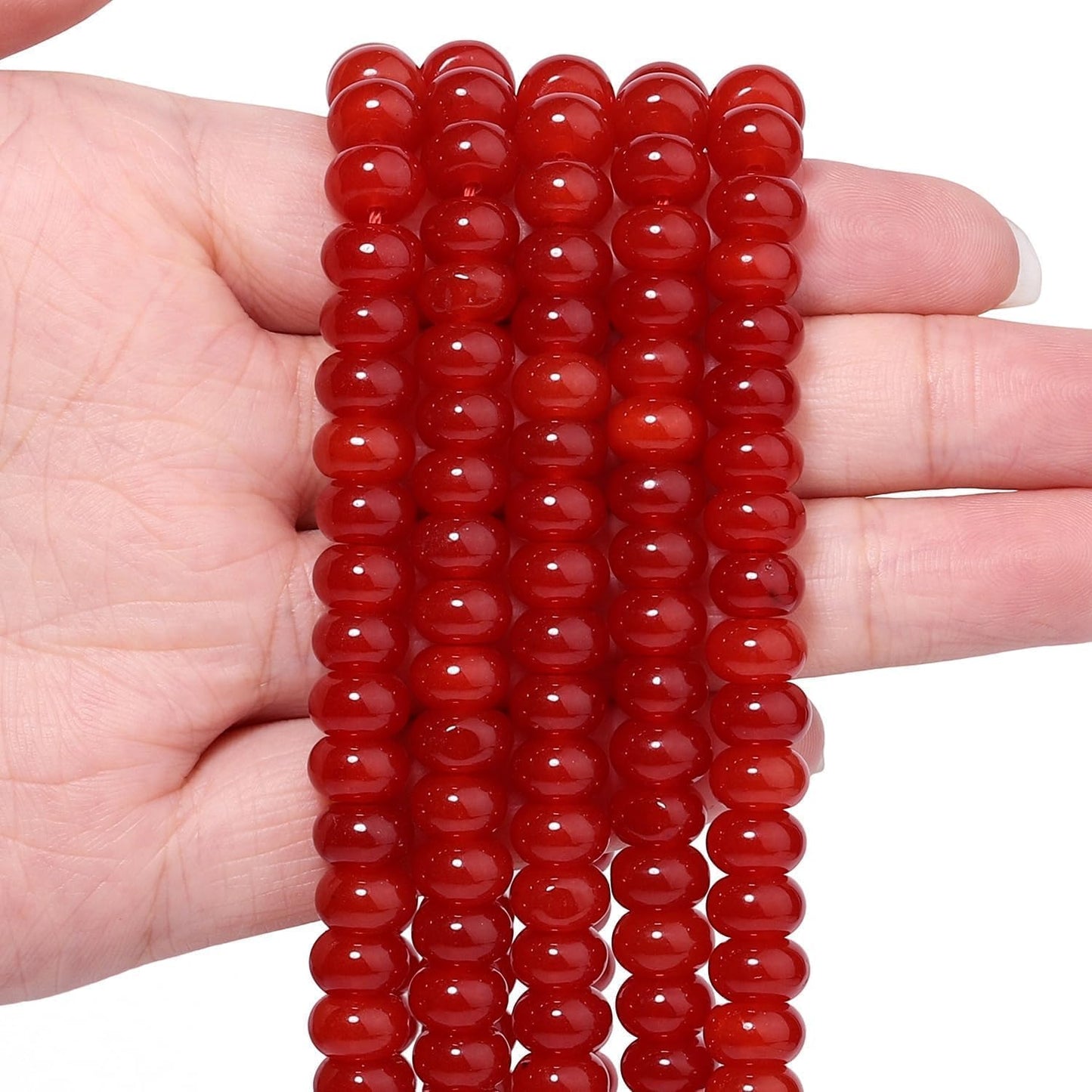 5x8mm Natural Green Lemon Jade Stone Rondelle Beads, 75PCS Spacer Round Loose Abacus Beads for Jewelry Making, Gemstone for Bracelet Necklace Earrings, Arts and Crafts - Colors A
