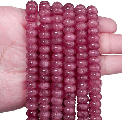 5x8mm Natural Green Lemon Jade Stone Rondelle Beads, 75PCS Spacer Round Loose Abacus Beads for Jewelry Making, Gemstone for Bracelet Necklace Earrings, Arts and Crafts - Colors A