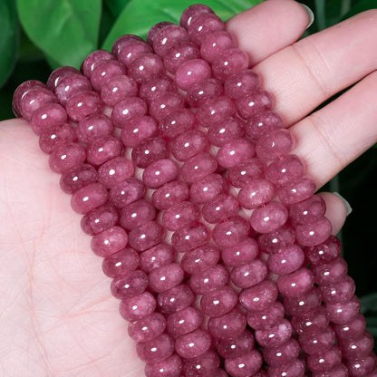 5x8mm Natural Green Lemon Jade Stone Rondelle Beads, 75PCS Spacer Round Loose Abacus Beads for Jewelry Making, Gemstone for Bracelet Necklace Earrings, Arts and Crafts - Colors A