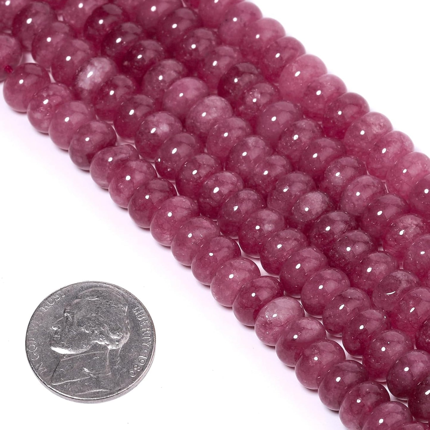 5x8mm Natural Green Lemon Jade Stone Rondelle Beads, 75PCS Spacer Round Loose Abacus Beads for Jewelry Making, Gemstone for Bracelet Necklace Earrings, Arts and Crafts - Colors A