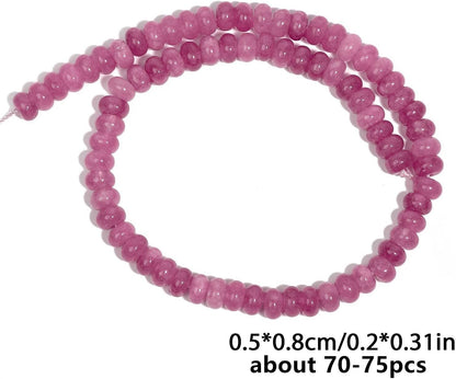 5x8mm Natural Green Lemon Jade Stone Rondelle Beads, 75PCS Spacer Round Loose Abacus Beads for Jewelry Making, Gemstone for Bracelet Necklace Earrings, Arts and Crafts - Colors A