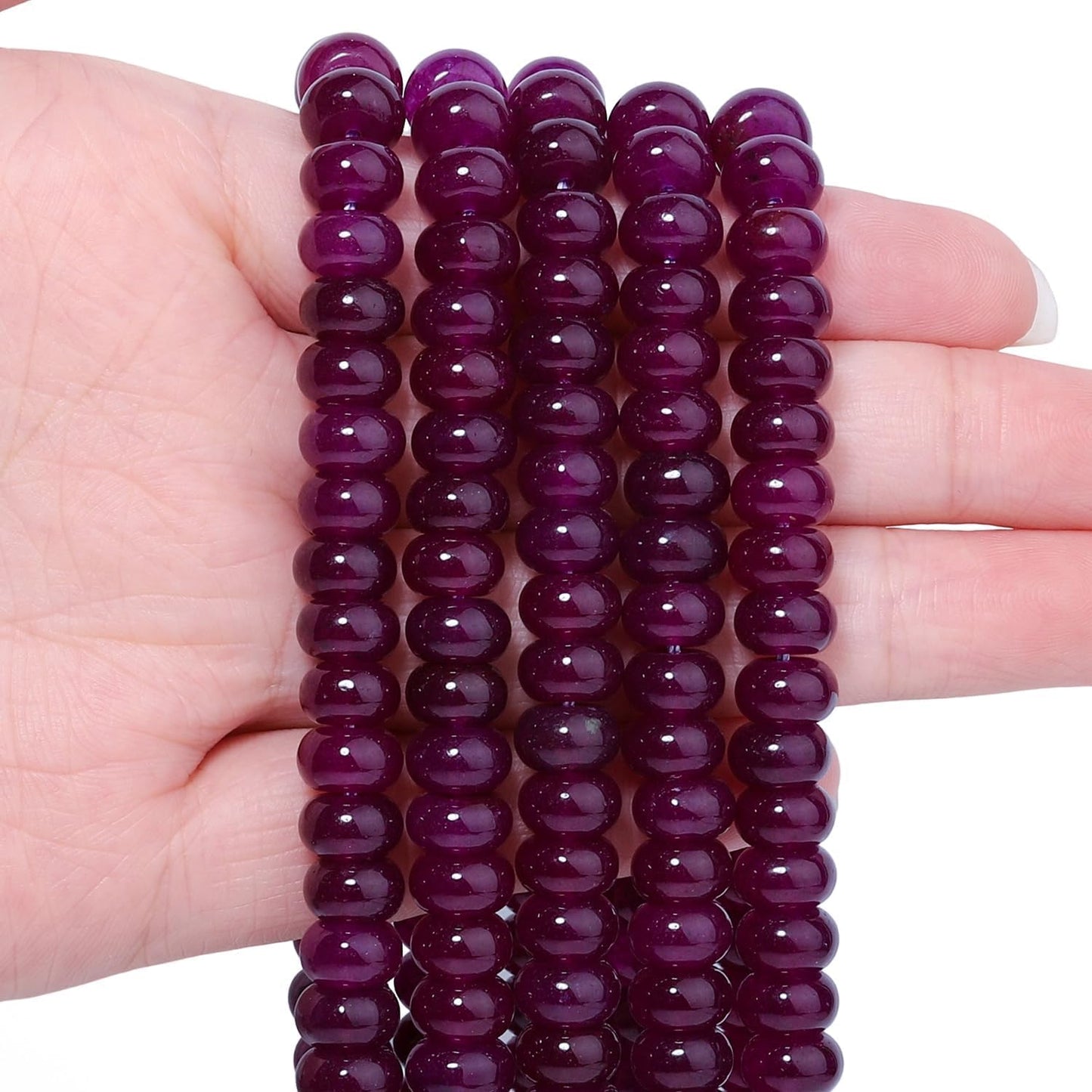 5x8mm Natural Green Lemon Jade Stone Rondelle Beads, 75PCS Spacer Round Loose Abacus Beads for Jewelry Making, Gemstone for Bracelet Necklace Earrings, Arts and Crafts - Colors A
