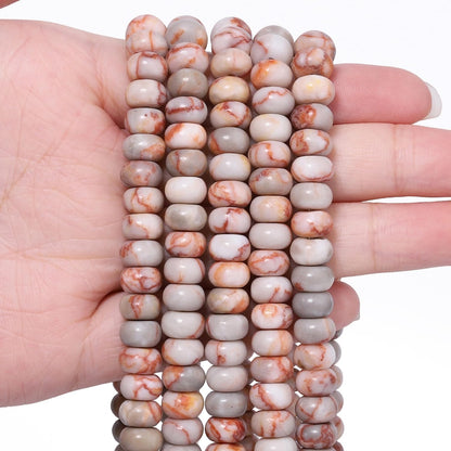 5x8mm Natural Green Lemon Jade Stone Rondelle Beads, 75PCS Spacer Round Loose Abacus Beads for Jewelry Making, Gemstone for Bracelet Necklace Earrings, Arts and Crafts - Colors A