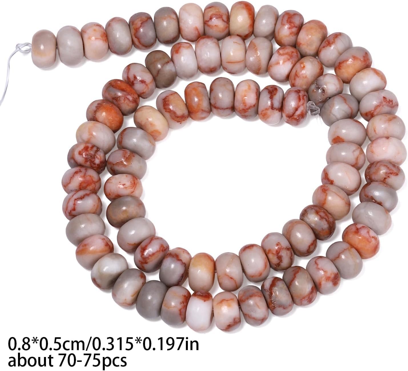 5x8mm Natural Green Lemon Jade Stone Rondelle Beads, 75PCS Spacer Round Loose Abacus Beads for Jewelry Making, Gemstone for Bracelet Necklace Earrings, Arts and Crafts - Colors A