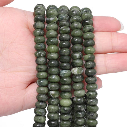 5x8mm Natural Green Lemon Jade Stone Rondelle Beads, 75PCS Spacer Round Loose Abacus Beads for Jewelry Making, Gemstone for Bracelet Necklace Earrings, Arts and Crafts - Colors A