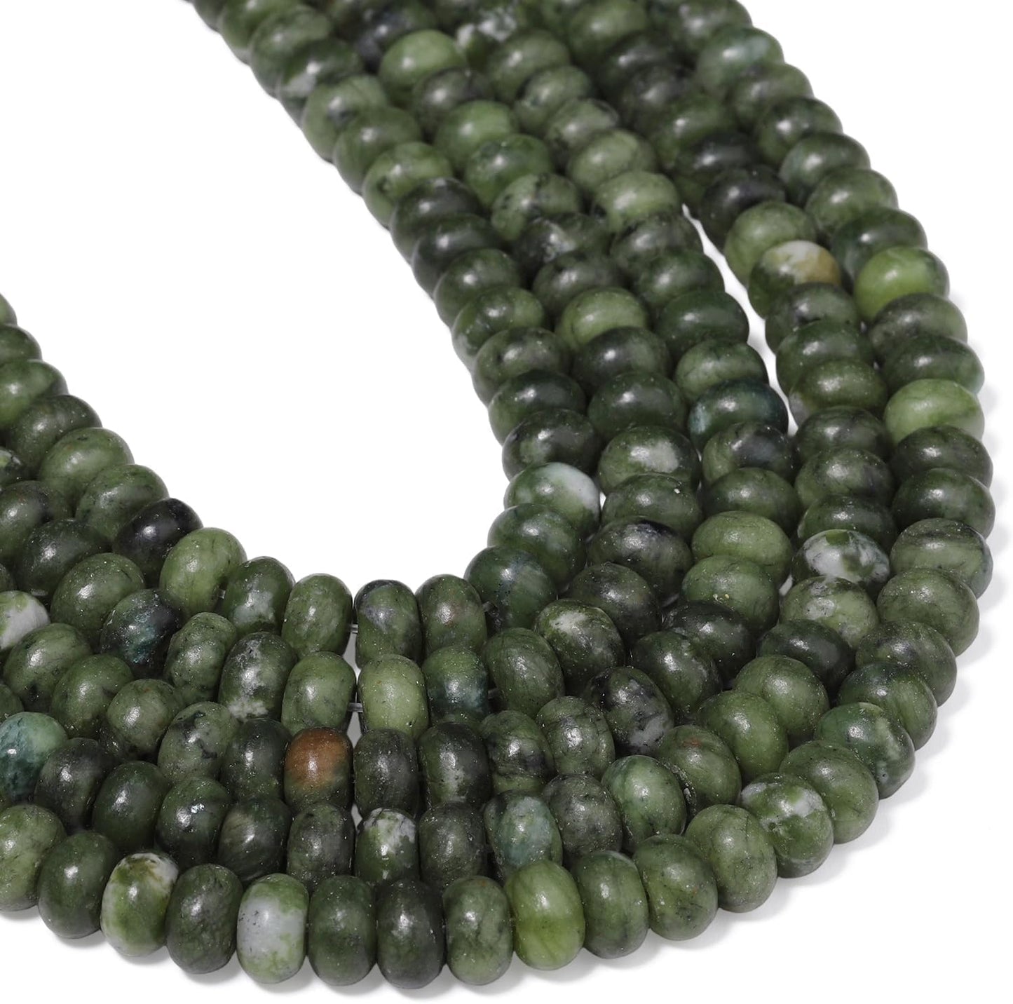 5x8mm Natural Green Lemon Jade Stone Rondelle Beads, 75PCS Spacer Round Loose Abacus Beads for Jewelry Making, Gemstone for Bracelet Necklace Earrings, Arts and Crafts - Colors A