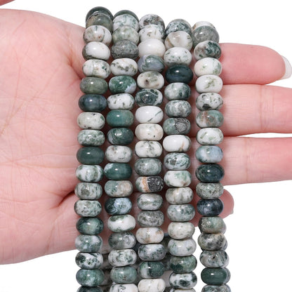 5x8mm Natural Green Lemon Jade Stone Rondelle Beads, 75PCS Spacer Round Loose Abacus Beads for Jewelry Making, Gemstone for Bracelet Necklace Earrings, Arts and Crafts - Colors A