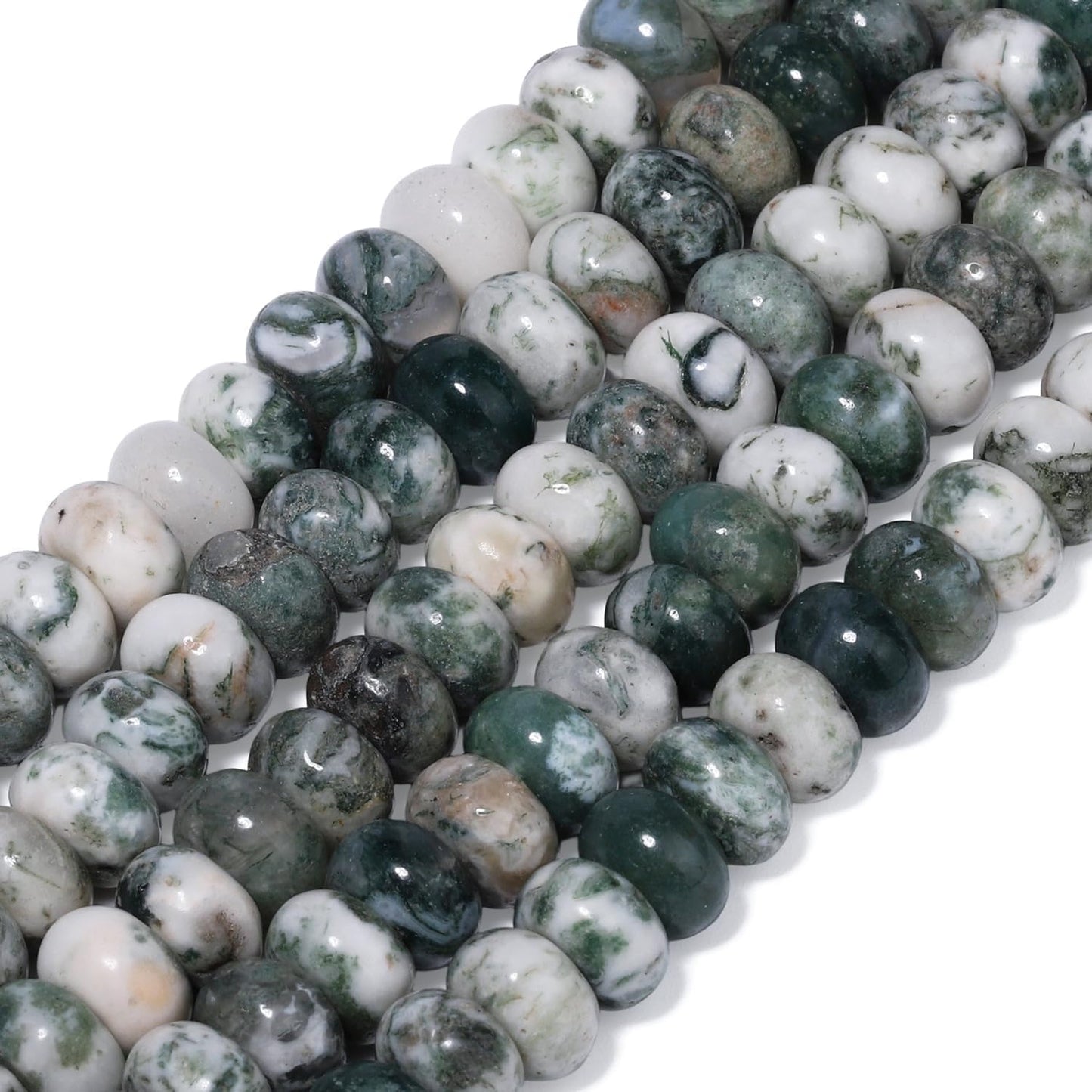 5x8mm Natural Green Lemon Jade Stone Rondelle Beads, 75PCS Spacer Round Loose Abacus Beads for Jewelry Making, Gemstone for Bracelet Necklace Earrings, Arts and Crafts - Colors A
