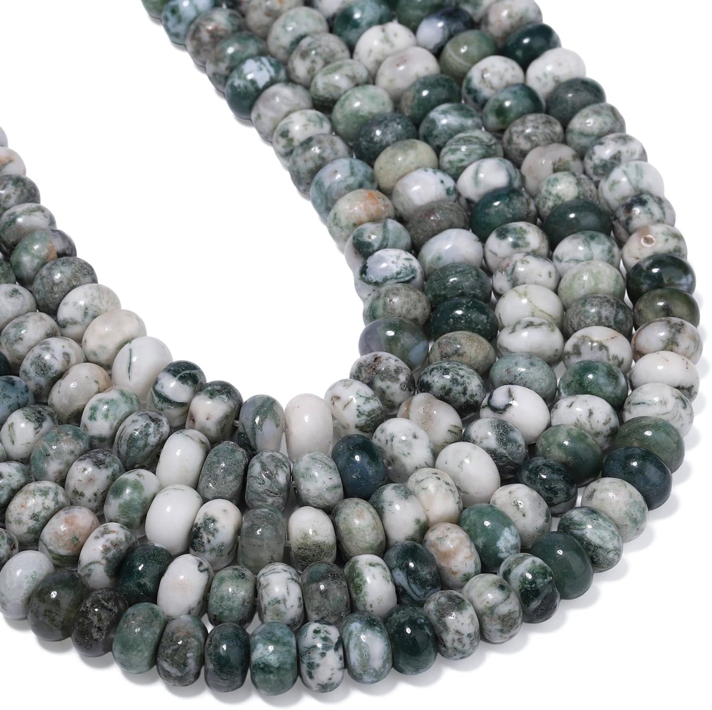 5x8mm Natural Green Lemon Jade Stone Rondelle Beads, 75PCS Spacer Round Loose Abacus Beads for Jewelry Making, Gemstone for Bracelet Necklace Earrings, Arts and Crafts - Colors A