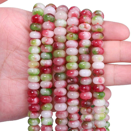 5x8mm Natural Green Lemon Jade Stone Rondelle Beads, 75PCS Spacer Round Loose Abacus Beads for Jewelry Making, Gemstone for Bracelet Necklace Earrings, Arts and Crafts - Colors A