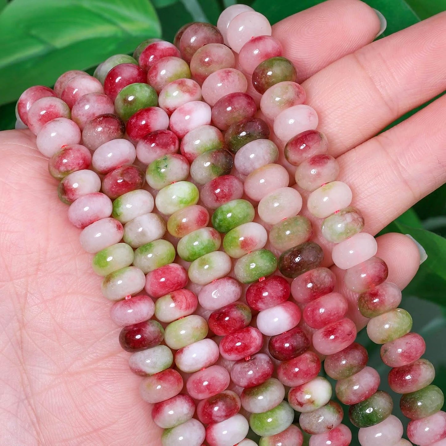 5x8mm Natural Green Lemon Jade Stone Rondelle Beads, 75PCS Spacer Round Loose Abacus Beads for Jewelry Making, Gemstone for Bracelet Necklace Earrings, Arts and Crafts - Colors A