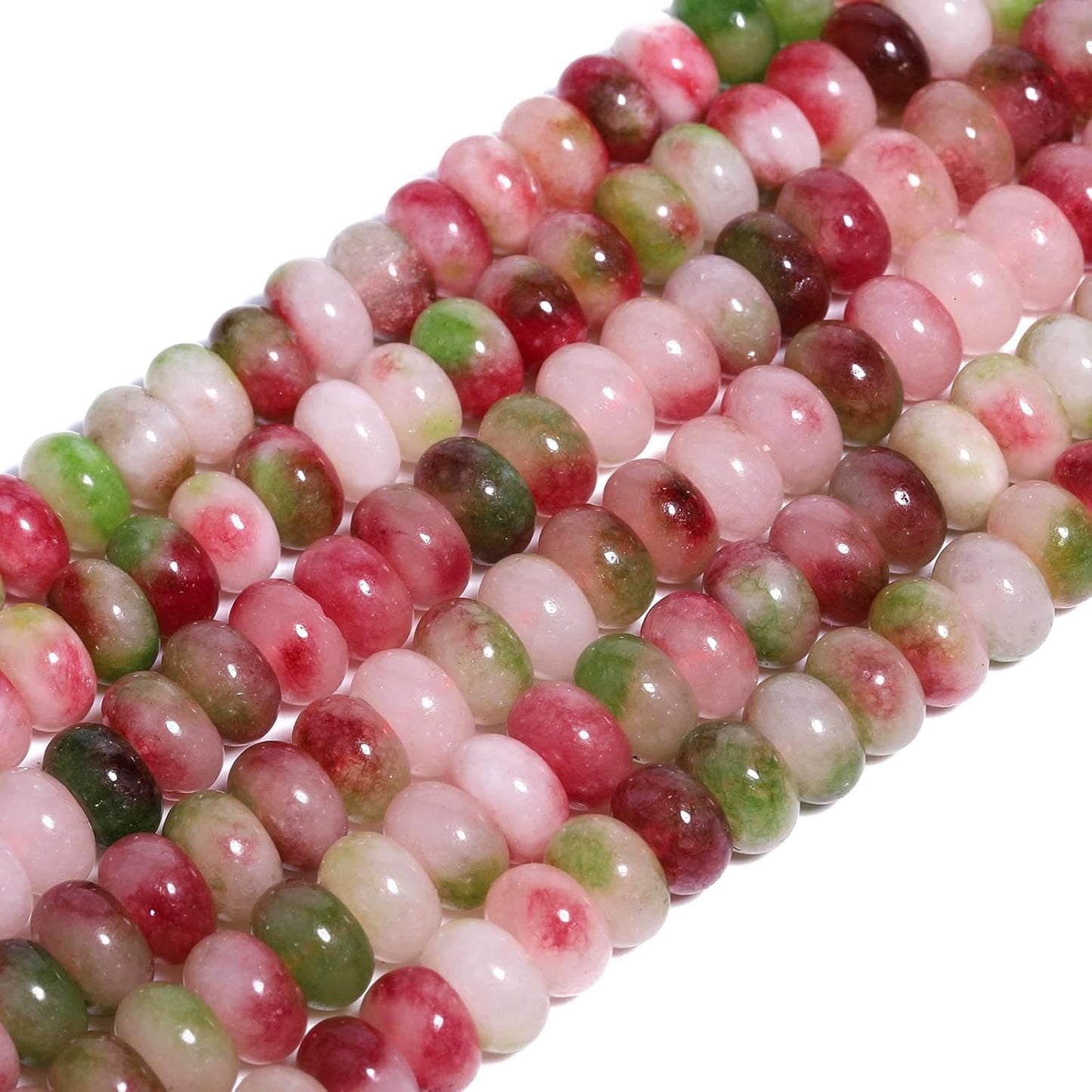 5x8mm Natural Green Lemon Jade Stone Rondelle Beads, 75PCS Spacer Round Loose Abacus Beads for Jewelry Making, Gemstone for Bracelet Necklace Earrings, Arts and Crafts - Colors A