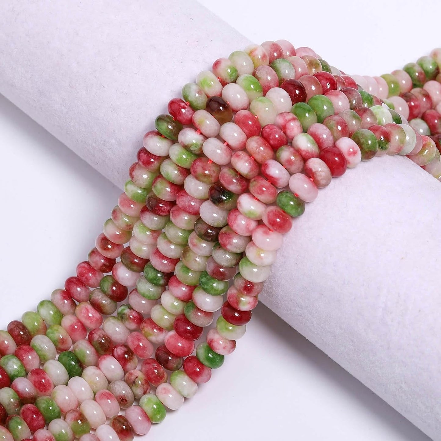 5x8mm Natural Green Lemon Jade Stone Rondelle Beads, 75PCS Spacer Round Loose Abacus Beads for Jewelry Making, Gemstone for Bracelet Necklace Earrings, Arts and Crafts - Colors A