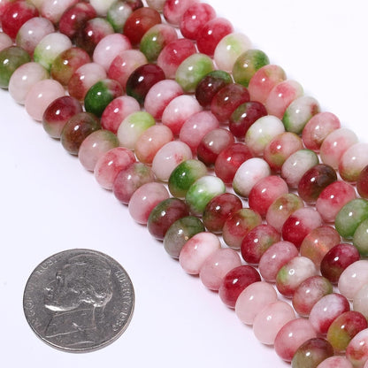 5x8mm Natural Green Lemon Jade Stone Rondelle Beads, 75PCS Spacer Round Loose Abacus Beads for Jewelry Making, Gemstone for Bracelet Necklace Earrings, Arts and Crafts - Colors A