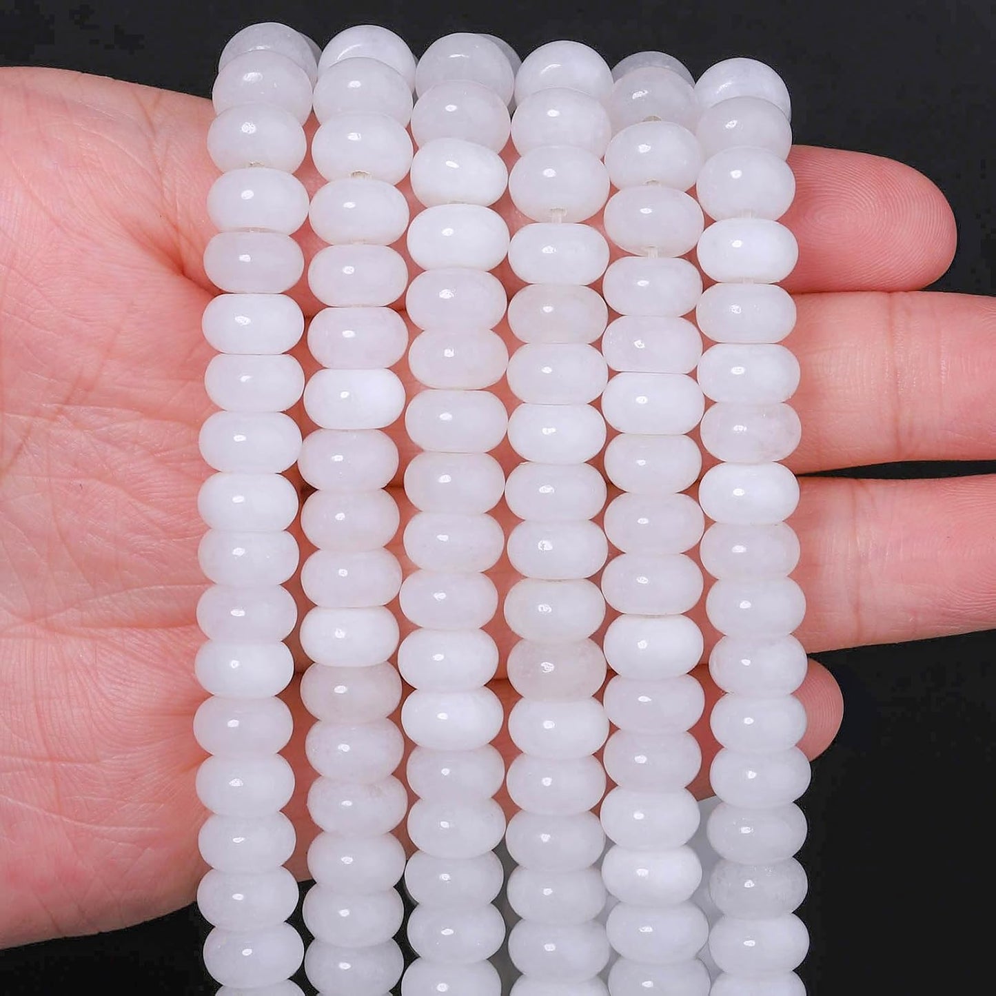 5x8mm Natural Green Lemon Jade Stone Rondelle Beads, 75PCS Spacer Round Loose Abacus Beads for Jewelry Making, Gemstone for Bracelet Necklace Earrings, Arts and Crafts - Colors A