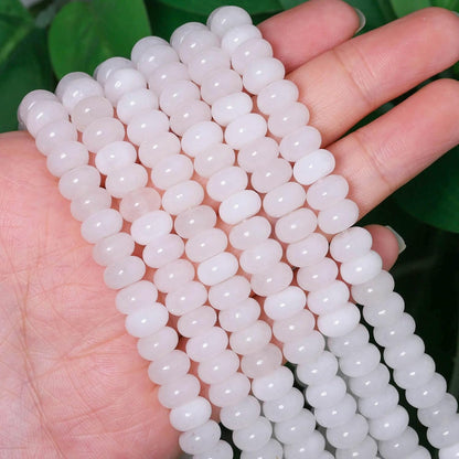 5x8mm Natural Green Lemon Jade Stone Rondelle Beads, 75PCS Spacer Round Loose Abacus Beads for Jewelry Making, Gemstone for Bracelet Necklace Earrings, Arts and Crafts - Colors A