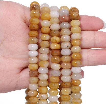 5x8mm Natural Green Lemon Jade Stone Rondelle Beads, 75PCS Spacer Round Loose Abacus Beads for Jewelry Making, Gemstone for Bracelet Necklace Earrings, Arts and Crafts - Colors A