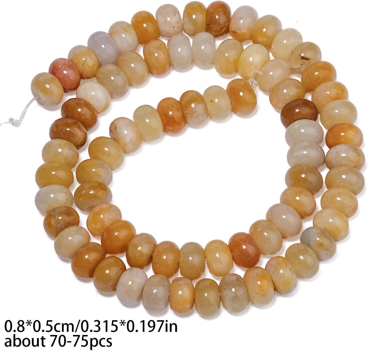5x8mm Natural Green Lemon Jade Stone Rondelle Beads, 75PCS Spacer Round Loose Abacus Beads for Jewelry Making, Gemstone for Bracelet Necklace Earrings, Arts and Crafts - Colors A
