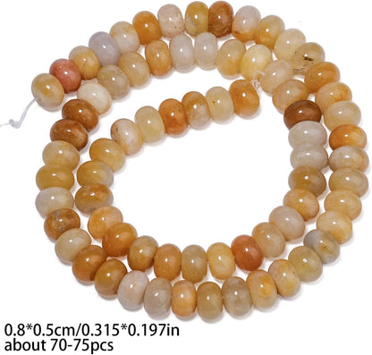 5x8mm Natural Green Lemon Jade Stone Rondelle Beads, 75PCS Spacer Round Loose Abacus Beads for Jewelry Making, Gemstone for Bracelet Necklace Earrings, Arts and Crafts - Colors A