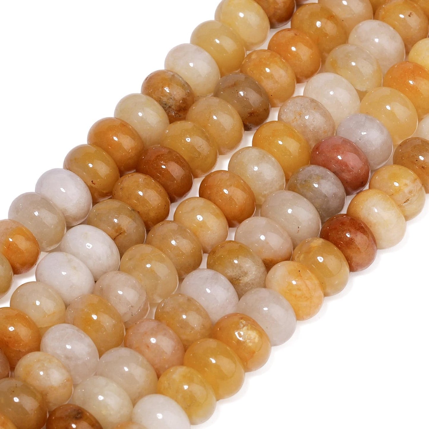 5x8mm Natural Green Lemon Jade Stone Rondelle Beads, 75PCS Spacer Round Loose Abacus Beads for Jewelry Making, Gemstone for Bracelet Necklace Earrings, Arts and Crafts - Colors A