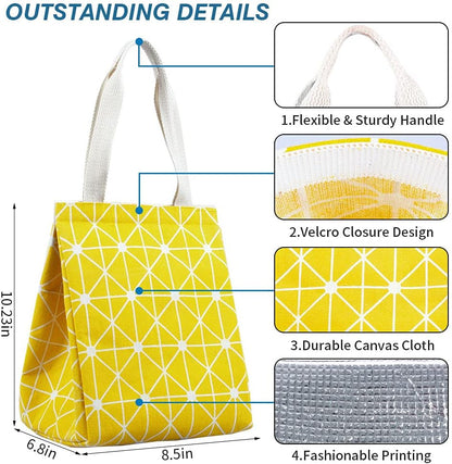 9L Insulated Lunch Bag, Leakproof lunch Box for Men & Women Yellow | Lightweight 0.3 lb, compact foldable design, aluminum foil interior, velcro closure, wide opening, for meals, snacks, office