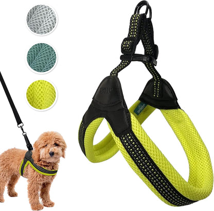 Easy-Fit Mesh Dog Harness Large Sized Dog, Yellow Soft Fabric Nylon No Choke Dog Harness Large Size Dog, Breathable & Easy Dog Walking Harness, Provides to Large Breeds