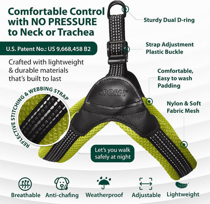 Easy-Fit Mesh Dog Harness Large Sized Dog, Yellow Soft Fabric Nylon No Choke Dog Harness Large Size Dog, Breathable & Easy Dog Walking Harness, Provides to Large Breeds