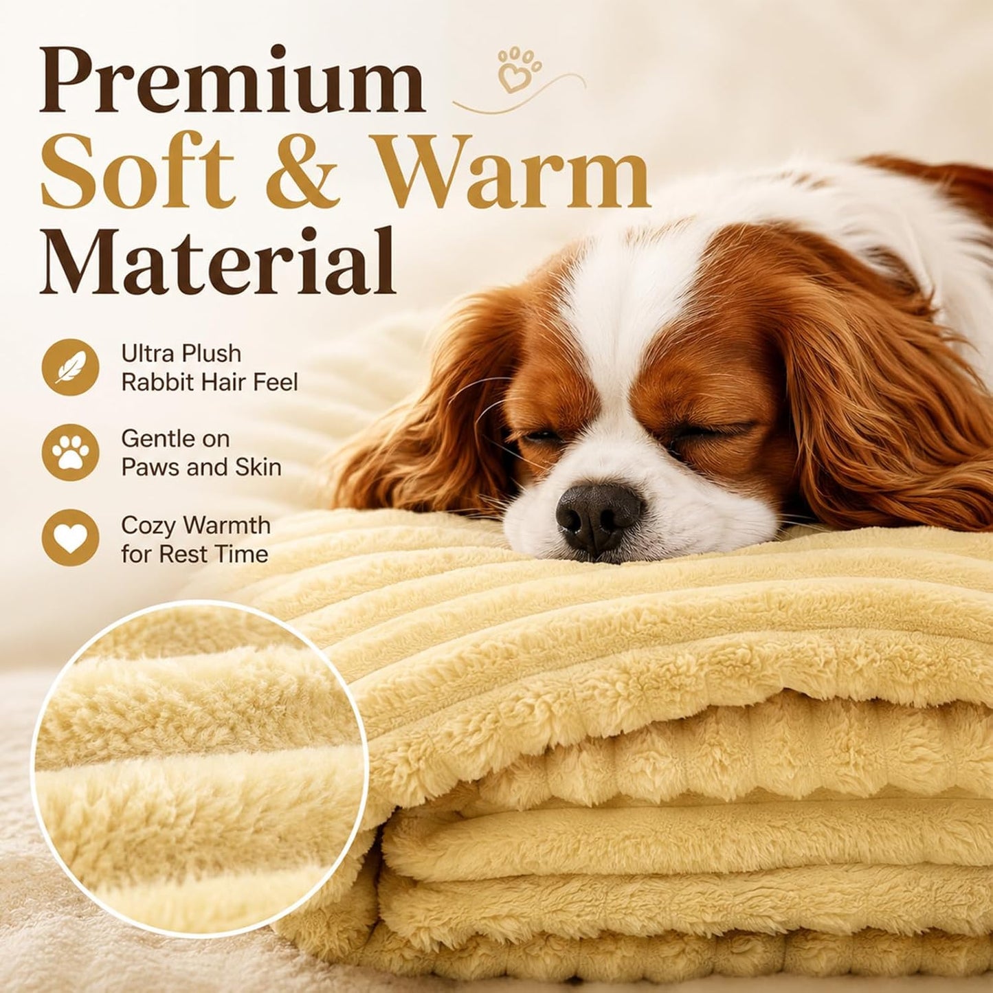 Emotional Support Blanket Yellow, Security Blanket, Calming Dog Blanket, Rabbit Hair Plush, Designed for Pets, Soft and Comfortable for Indoors Sofa, Kennel (Yellow, 27.56 * 39.37")