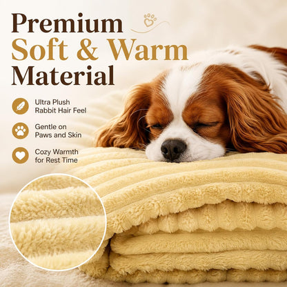 Emotional Support Blanket Yellow, Security Blanket, Calming Dog Blanket, Rabbit Hair Plush, Designed for Pets, Soft and Comfortable for Indoors Sofa, Kennel (Yellow, 27.56 * 39.37")