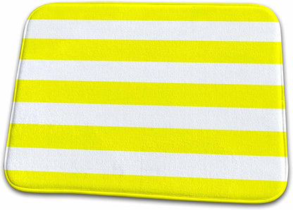 Dish Drying Mat - Bright Neon Yellow and White Stripes Pattern - horizontal striped summery stripy stripey Stripe Patterns