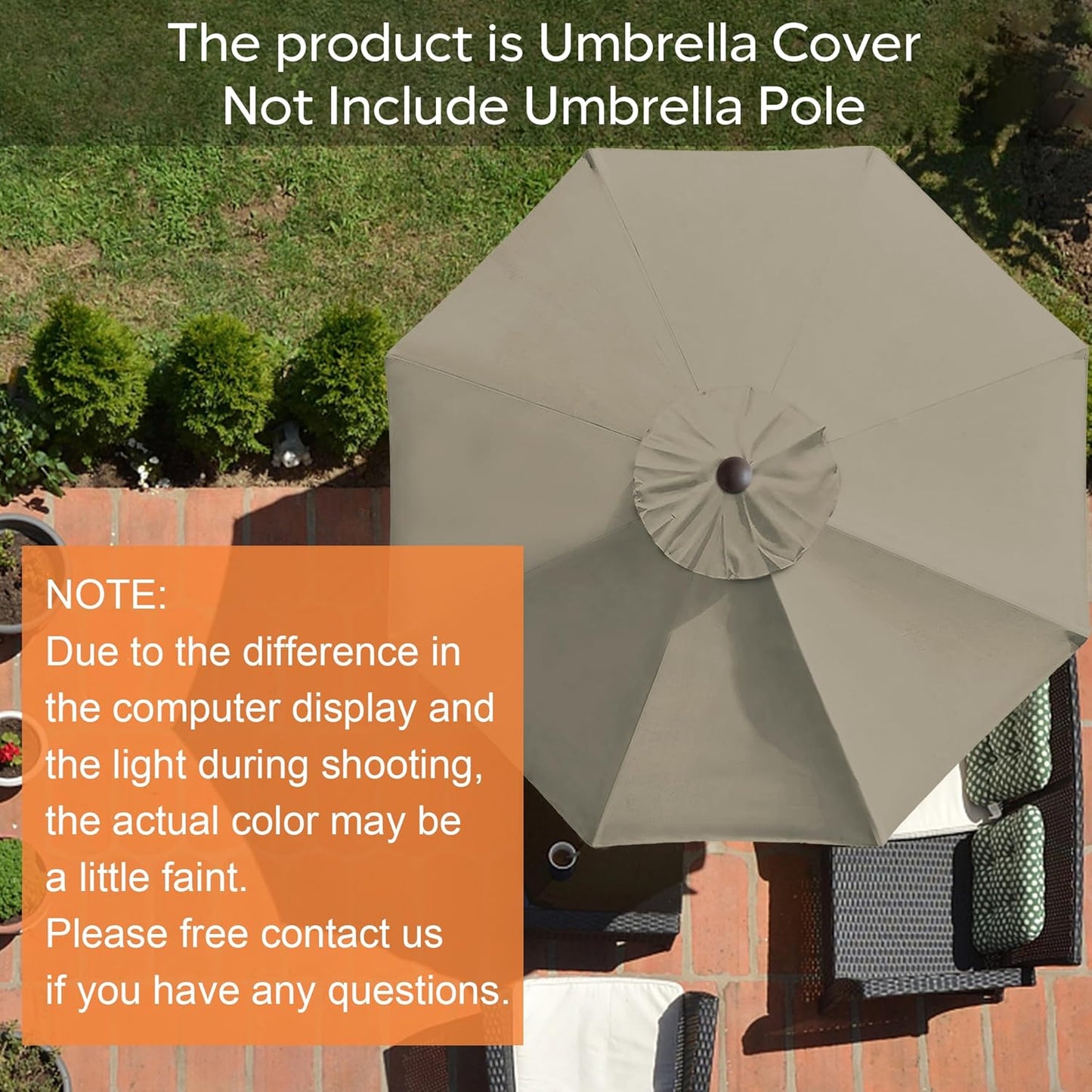USA 9FT Patio Umbrella Replacement Covers 8 Ribs Market Umbrella Canopy Cover (CANOPY ONLY) (Khaki)