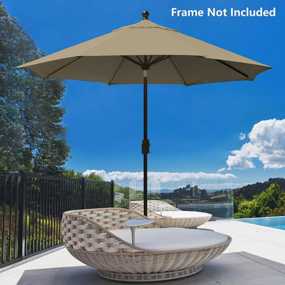USA 9FT Patio Umbrella Replacement Covers 8 Ribs Market Umbrella Canopy Cover (CANOPY ONLY) (Khaki)