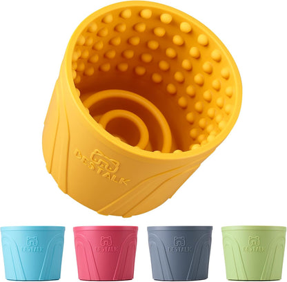 Dog Lick Bowl, Anxiety Relief Slow Feeder Dog Lick Mat Treat Dispenser, Non-Slip Dog Licking Bowl Dog Enrichment Toys for Small Medium and Large Breed Dogs, BPA Free Silicone(Yellow,S)