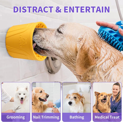 Dog Lick Bowl, Anxiety Relief Slow Feeder Dog Lick Mat Treat Dispenser, Non-Slip Dog Licking Bowl Dog Enrichment Toys for Small Medium and Large Breed Dogs, BPA Free Silicone(Yellow,S)
