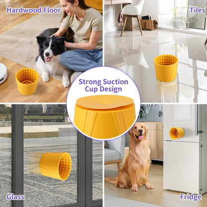 Dog Lick Bowl, Anxiety Relief Slow Feeder Dog Lick Mat Treat Dispenser, Non-Slip Dog Licking Bowl Dog Enrichment Toys for Small Medium and Large Breed Dogs, BPA Free Silicone(Yellow,S)