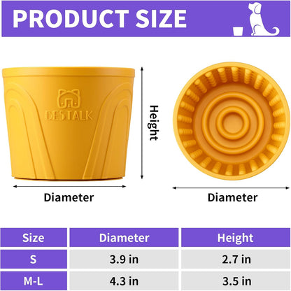 Dog Lick Bowl, Anxiety Relief Slow Feeder Dog Lick Mat Treat Dispenser, Non-Slip Dog Licking Bowl Dog Enrichment Toys for Small Medium and Large Breed Dogs, BPA Free Silicone(Yellow,S)