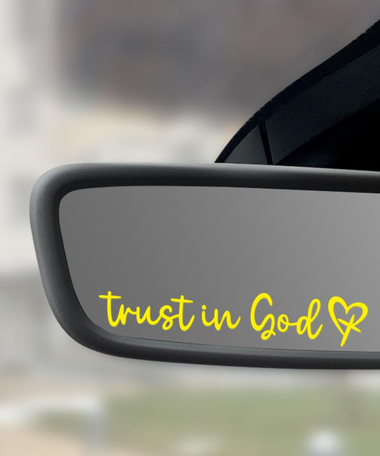 4PCS Car Stickers,Car Decals,Car Accessories Stickers and Decals,Trust in God Rearview Mirror Decal,Trust in God Automotive Mirror Decoration,Suitable for Most Car Truck SUV (Yellow)